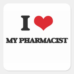 I Liebe mein Apotheker Quadratischer Aufkleber