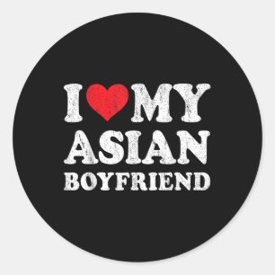 I Liebe Mein Asienfreund Funny Freundin Valenti Runder Aufkleber
