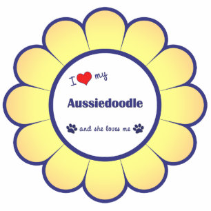 I Liebe mein Aussiedoodle (weiblicher Hund) Fotoskulptur Ornament