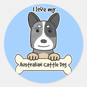 I Liebe mein australischer Vieh-Hund Runder Aufkleber
