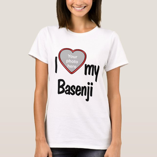 I Liebe Mein Basenji Niedlicher Foto T-Shirt (Vorderseite)