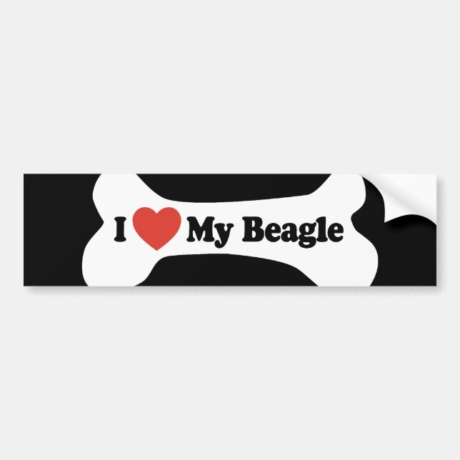 I Liebe mein Beagle - Hundeknochen Autoaufkleber (Vorne)