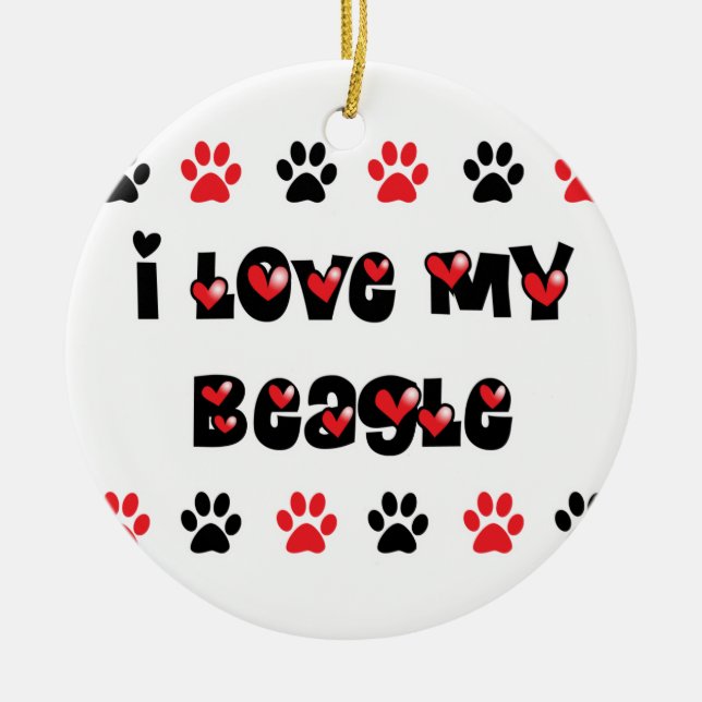 I Liebe mein Beagle Keramikornament (Vorne)