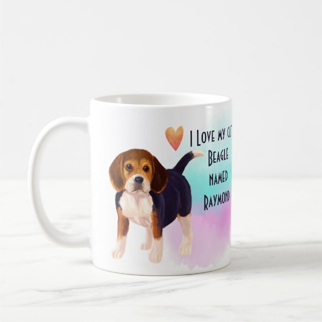 I Liebe Mein BEAGLE Name für einen benutzerdefinie Kaffeetasse (Links)