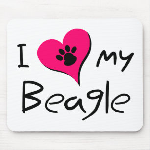 I Liebe Mein Beagle Niedliche Paw Print on Heart Mousepad