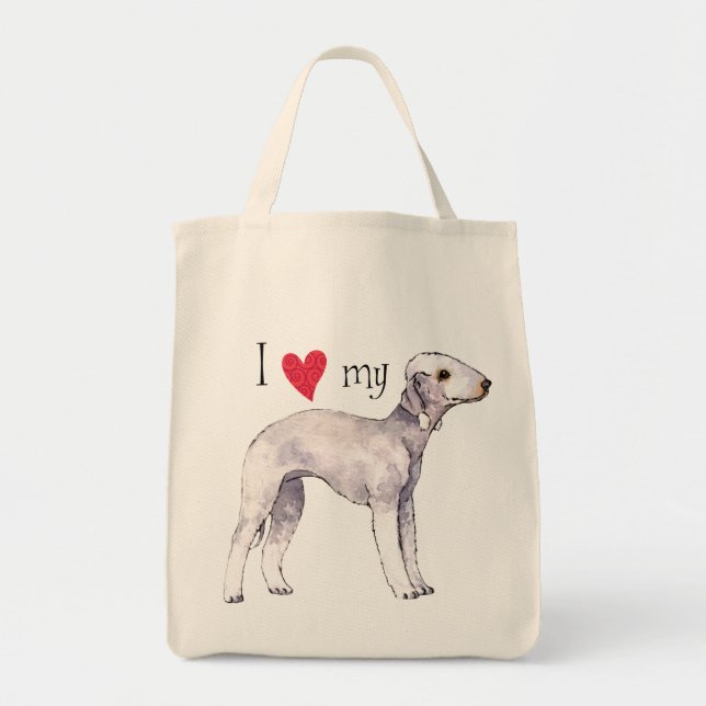 I Liebe mein Bedlington Terrier Tragetasche (Vorne)