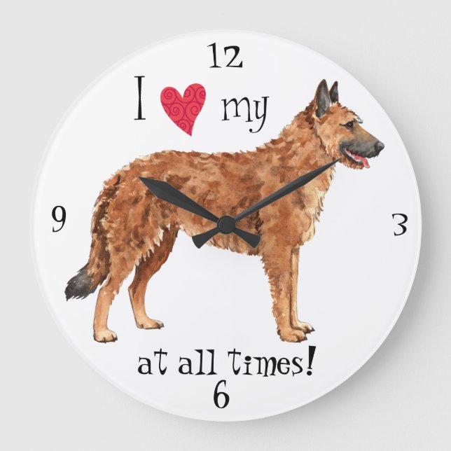 I Liebe mein belgischer Laekenois Große Wanduhr (Vorderseite)