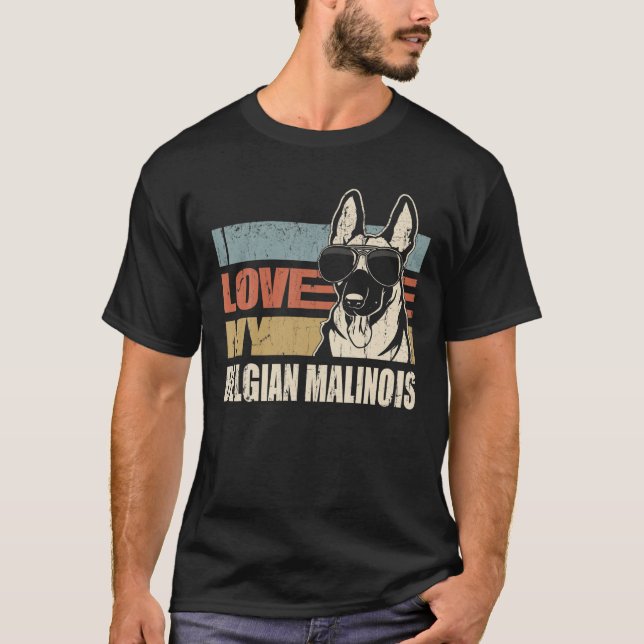 I Liebe Mein belgischer Malinois Cooler Hund Vinta T-Shirt (Vorderseite)