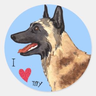 I Liebe mein belgischer Malinois Runder Aufkleber