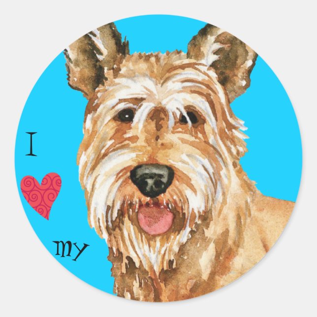 I Liebe mein Berger Picard Runder Aufkleber (Vorderseite)