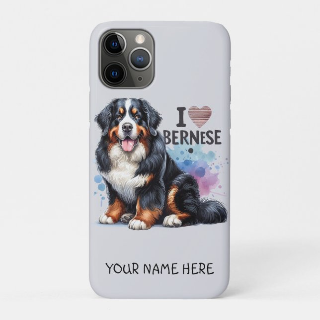 I Liebe Mein Berner Hund Personalisiert Case-Mate iPhone Hülle (Rückseite)