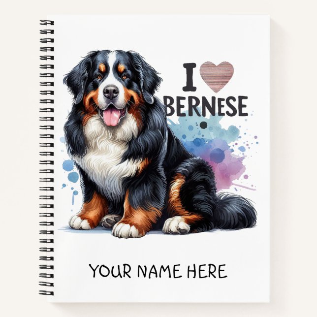 I Liebe Mein Berner Hund Personalisiert Notizbuch (Vorderseite)