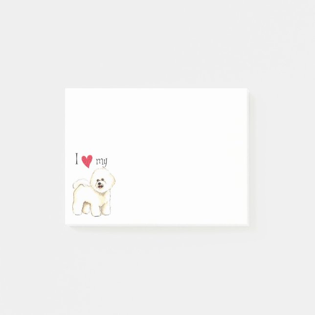 I Liebe mein Bichon Frise Post-it Klebezettel (Vorderseite)