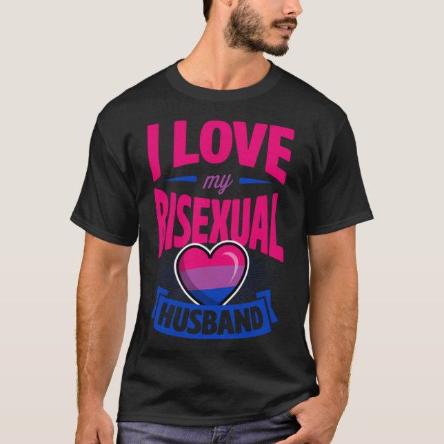 I Liebe Mein Bisexuelles Ehemann Niedlich Bi Pride T-Shirt (Vorderseite)
