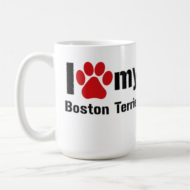 I Liebe mein Boston-Terrier Kaffeetasse (Links)