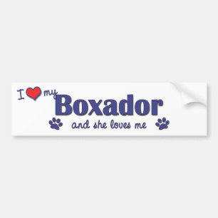 I Liebe mein Boxador (weiblicher Hund) Autoaufkleber