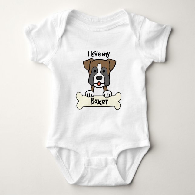 I Liebe mein Boxer Baby Strampler (Vorderseite)