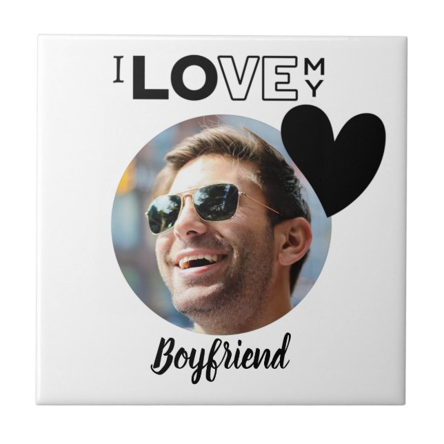 I Liebe Mein BOYFRIEND Foto Geschenk USB Verlobte- Fliese (Vorderseite)