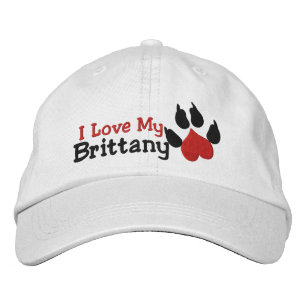 I Liebe Mein Bretagne Dog Paw Print Bestickte Baseballkappe