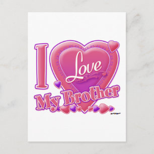 I Liebe Mein Bruder rosa/lila - Herz Postkarte