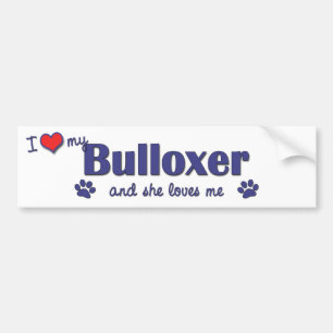 I Liebe mein Bulloxer (weiblicher Hund) Autoaufkleber