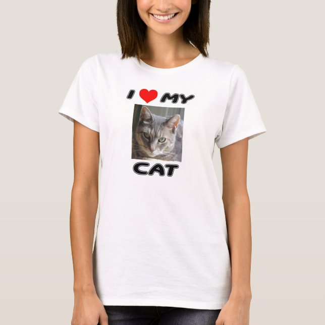 I LIEBE MEIN CAT - ADDIEREN SIE IHR EIGENES FOTO - T-Shirt (Vorderseite)