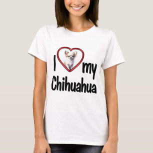 I Liebe Mein Chihuahua Niedliches Rotes Herz Foto  T-Shirt