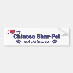 I Liebe mein chinesisches Shar-Pei (weiblicher Autoaufkleber