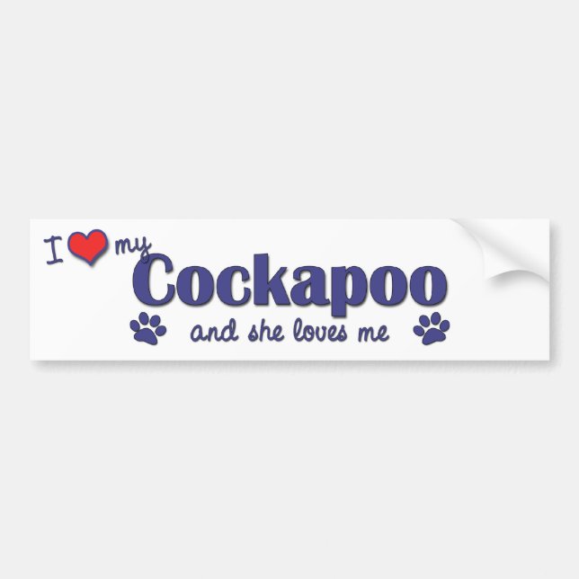 I Liebe mein Cockapoo (weiblicher Hund) Autoaufkleber (Vorne)