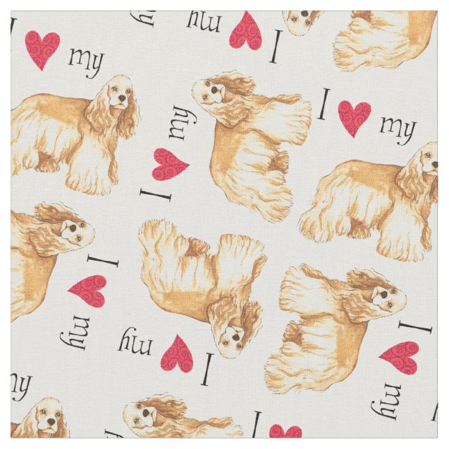 I Liebe mein Cockerspaniel Stoff (Nahaufnahme)