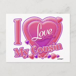 I Liebe Mein Cousin rosa/lila - Herz Postkarte