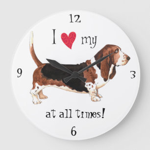 I Liebe mein Dachshund-Jagdhund Große Wanduhr