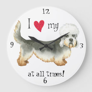 I Liebe mein Dandie Dinmont Terrier Große Wanduhr