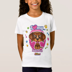 I Liebe mein Dobermann-Kleid (roter Dobermann) T-Shirt