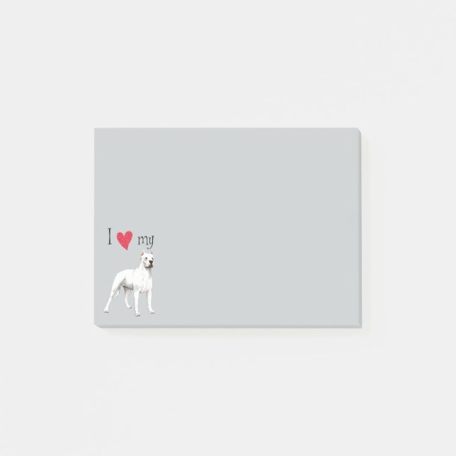 I Liebe mein Dogo Argentino Post-it Klebezettel (Vorderseite)