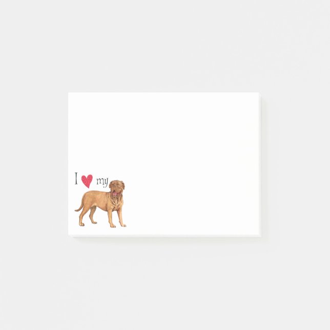I Liebe mein Dogue de Bordeaux Post-it Klebezettel (Vorderseite)