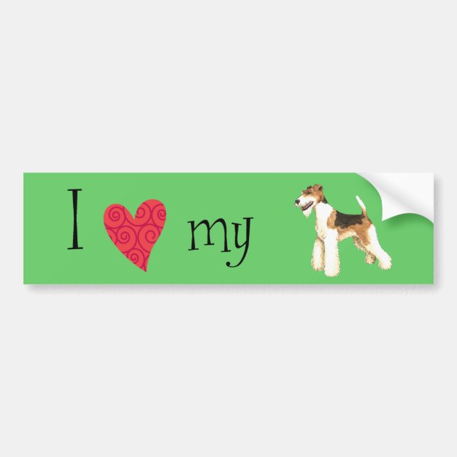 I Liebe mein Drahtfox-Terrier Autoaufkleber (Vorne)