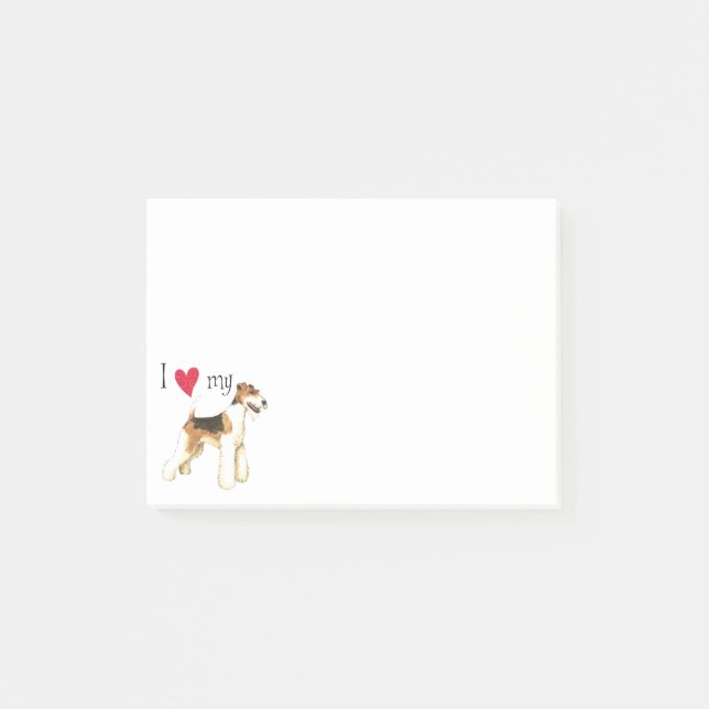 I Liebe mein Drahtfox-Terrier Post-it Klebezettel (Vorderseite)