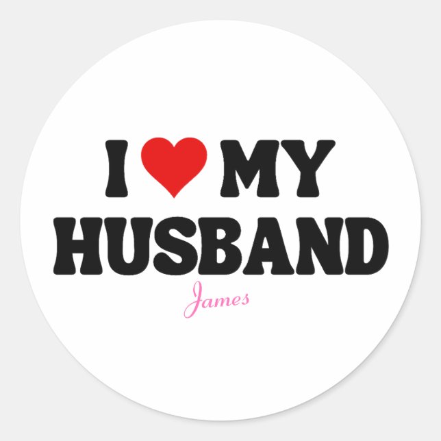 I Liebe Mein Ehemann Herz Romantischer Individuell Runder Aufkleber (Vorderseite)