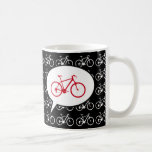 I Liebe mein Fahrrad Cartoon Kaffeetasse<br><div class="desc">Eine Sprechblase im Cartoon mit einem roten Fahrrad im Inneren und einem anpassbaren Farbmuster im Hintergrund - ich Liebe mein Fahrrad</div>