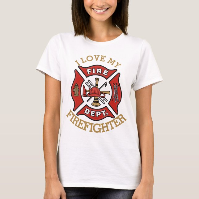 I Liebe mein Feuerwehrmann T-Shirt (Vorderseite)