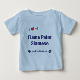 I Liebe mein Flammen-Punkt siamesisch (männliche Baby T-shirt