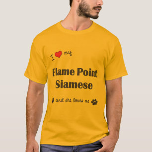 I Liebe mein Flammen-Punkt siamesisch (weibliche T-Shirt