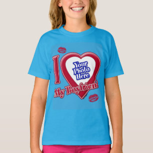 I Liebe Mein Freund Foto Red Heart Kiss Aquamarin T-Shirt