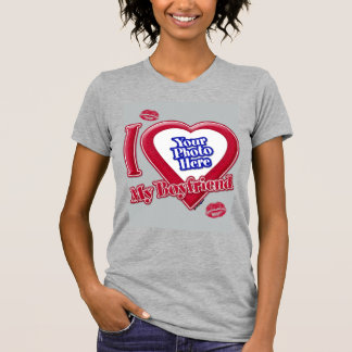 I Liebe Mein Freund Foto Red Heart Kiss Grau T-Shirt