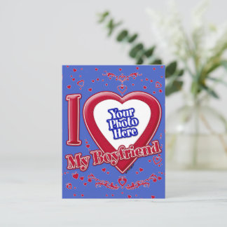 I Liebe Mein Freund Foto Red Hearts Deep Royal Bl Feiertagskarte