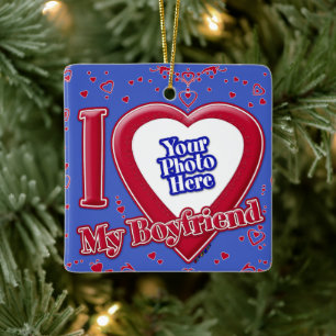 I Liebe Mein Freund Foto Red Hearts Deep Royal Bl Keramikornament