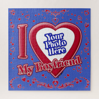 I Liebe Mein Freund Foto Red Hearts Deep Royal Bl Puzzle