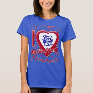 I Liebe Mein Freund Foto Red Hearts Deep Royal Bl T-Shirt