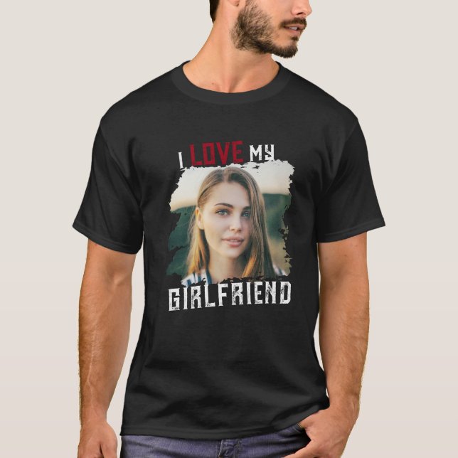 I Liebe Mein Freund Grunge Custom Foto T-Shirt (Vorderseite)